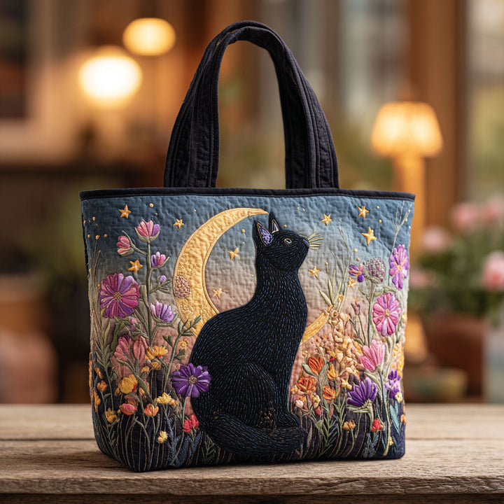 Chat noir au clair de lune – Sac fourre-tout matelassé