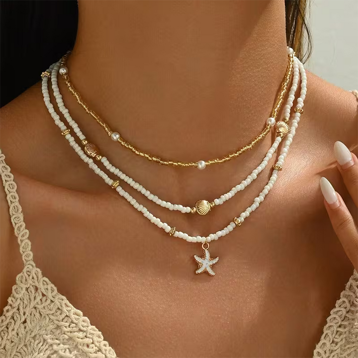 Ensemble de 3 colliers en écaille de tortue