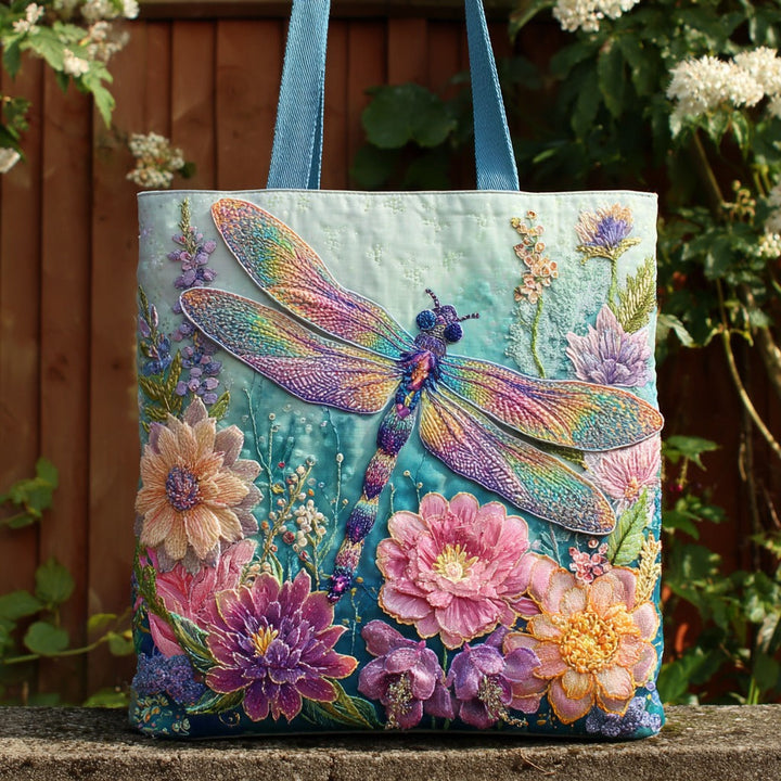 Libellule pastel enchantée – Sac fourre-tout matelassé