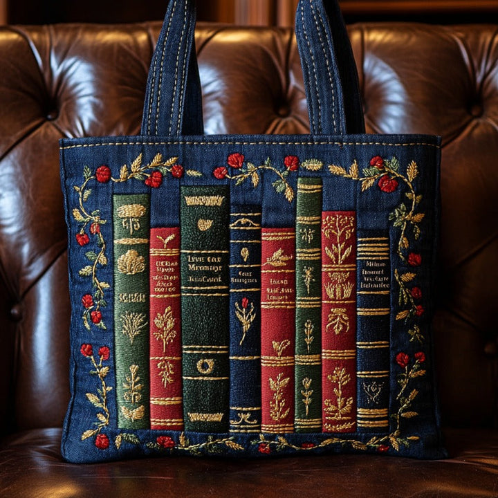 Bibliothèque aux livres anciens – Sac fourre-tout matelassé