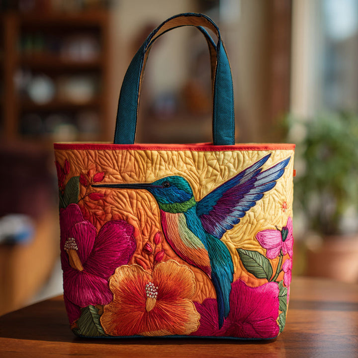 Colibri et hibiscus – Sac fourre-tout matelassé