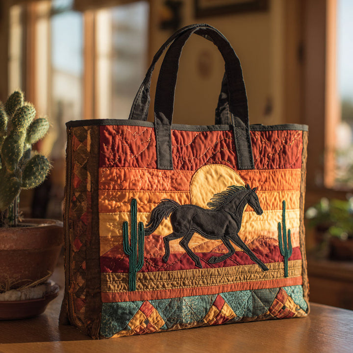 Cheval au couchant du désert – Sac fourre-tout matelassé