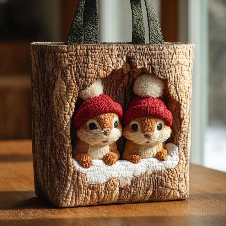 Duo de lutins dans la souche – Sac fourre-tout matelassé