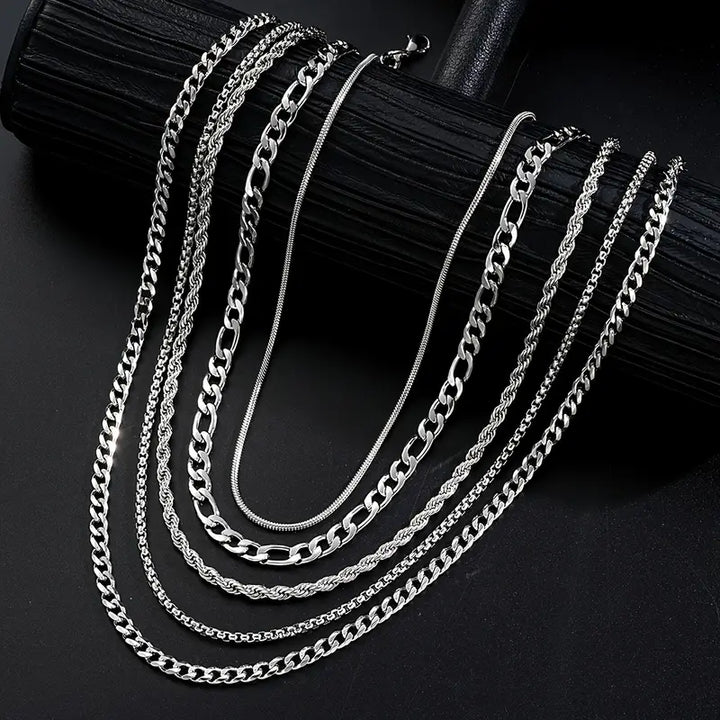 Ensemble de Colliers Empilables Luxueux en Acier Inoxydable Tressé