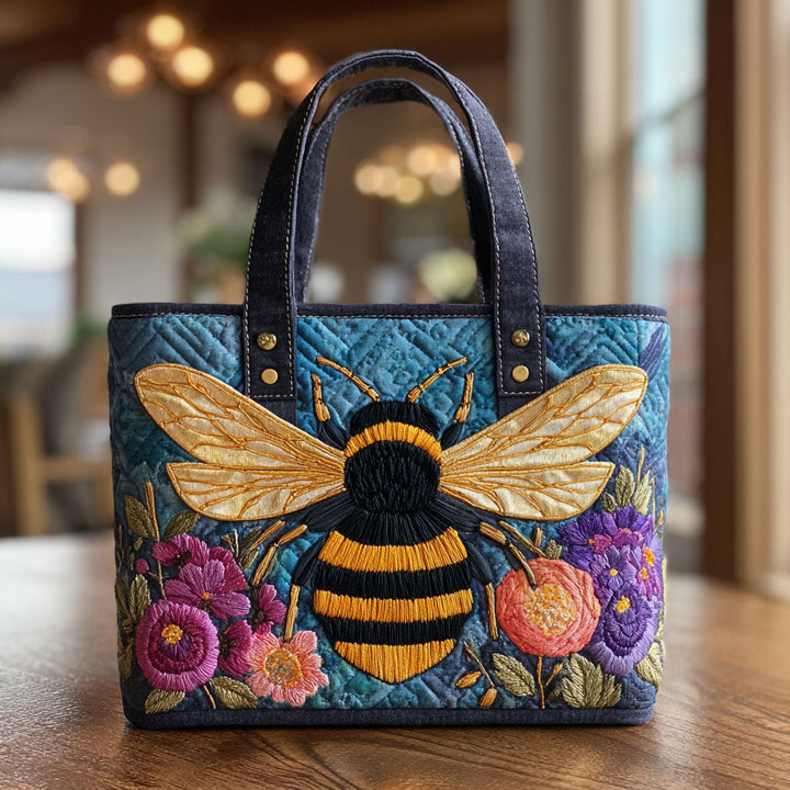 Abeille et fleurs sauvages – Sac fourre-tout matelassé
