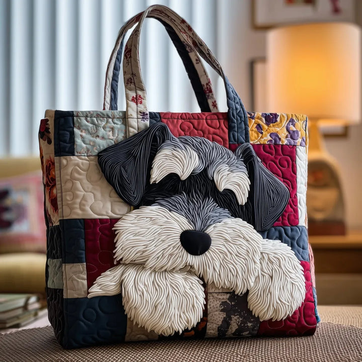 Schnauzer en patchwork – Sac fourre-tout matelassé