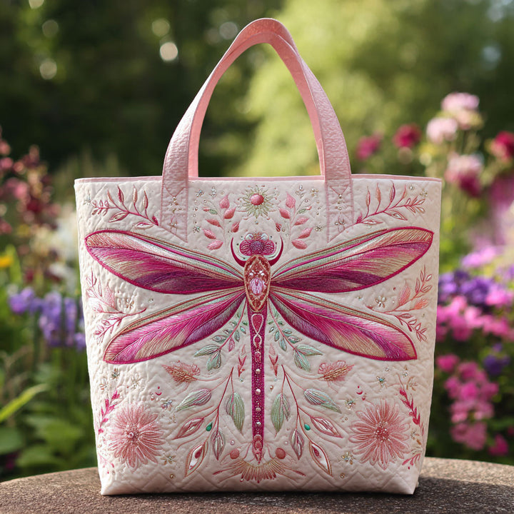 Libellule rose poudré – Sac fourre-tout matelassé