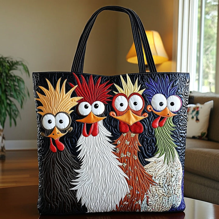 Poules farfelues – Sac fourre-tout matelassé