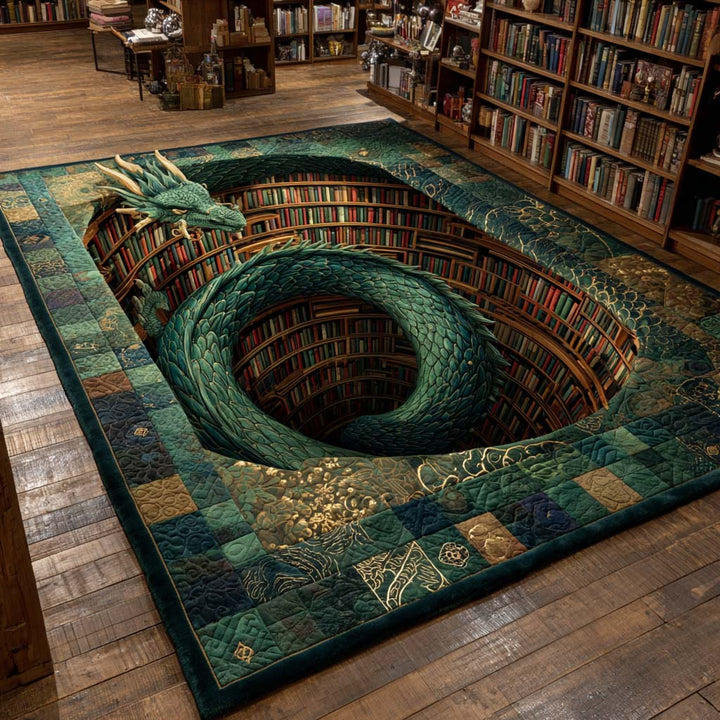 Spirale de livres et dragon – Tapis