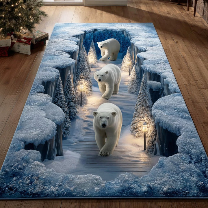 Ours polaires dans le sentier enneigé – Tapis