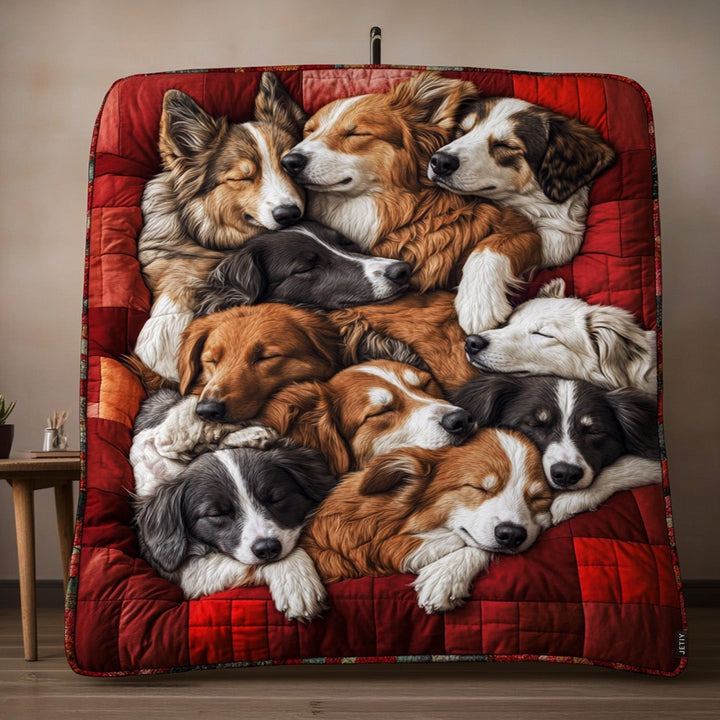 Chiots endormis – Couverture matelassée