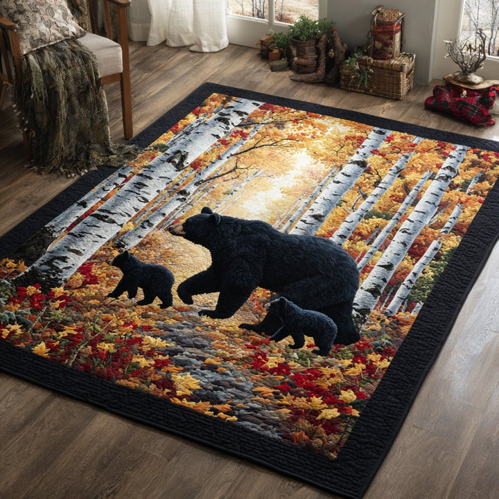 Ourse et oursons parmi les bouleaux – Tapis