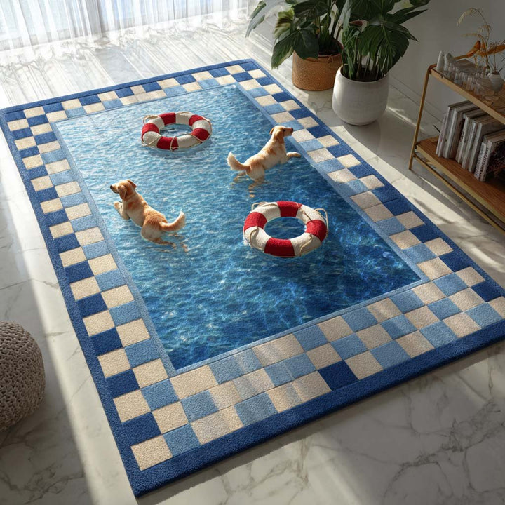 Golden retriever à la piscine – Tapis