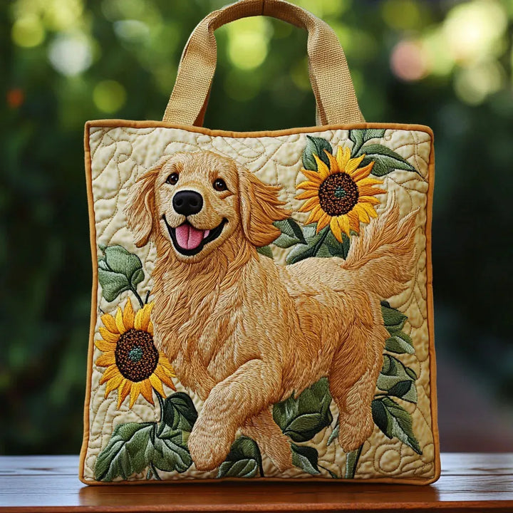 Golden retriever au jardin – Sac fourre-tout matelassé