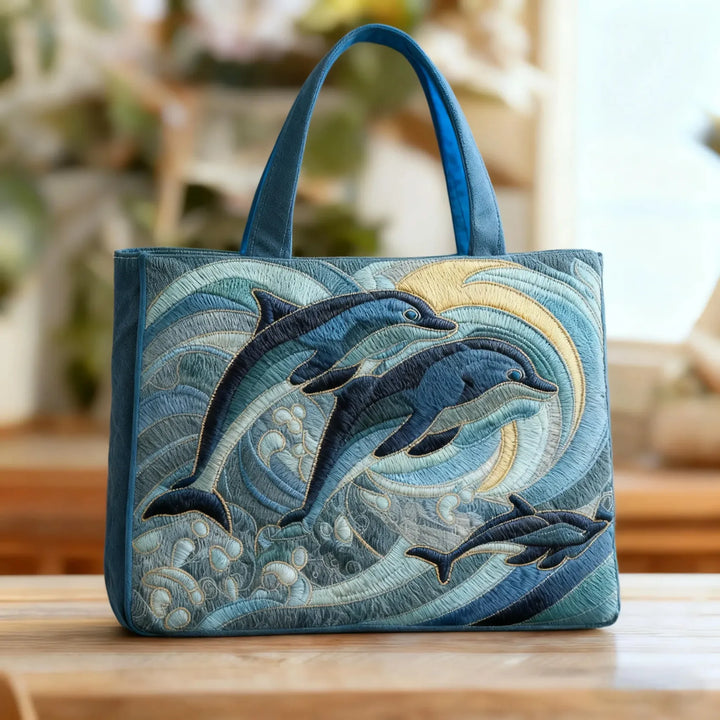 Dauphins dans les vagues – Sac fourre-tout matelassé