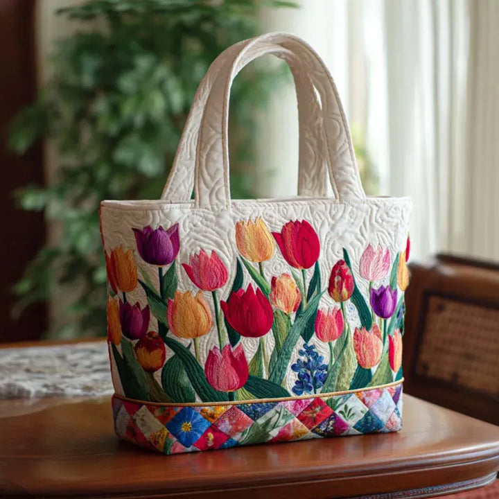 Jardin de tulipes – Sac fourre-tout matelassé