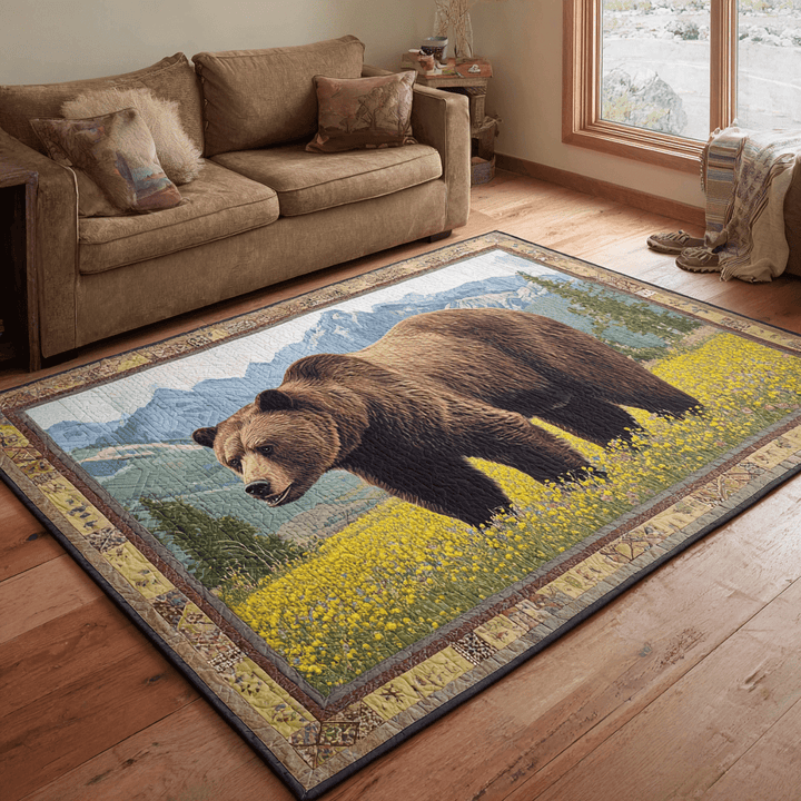 Ours brun dans la prairie jaune – Tapis