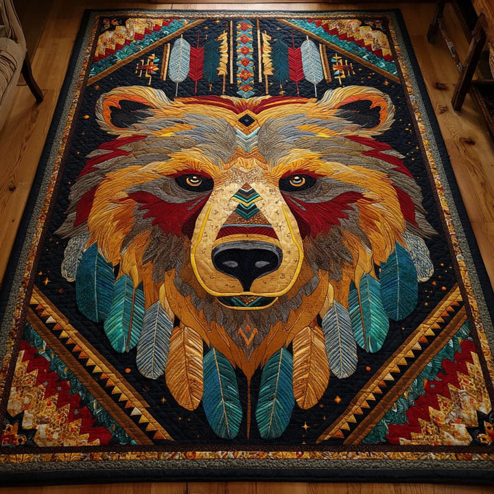 Visage d’ours aux couleurs tribales – Tapis