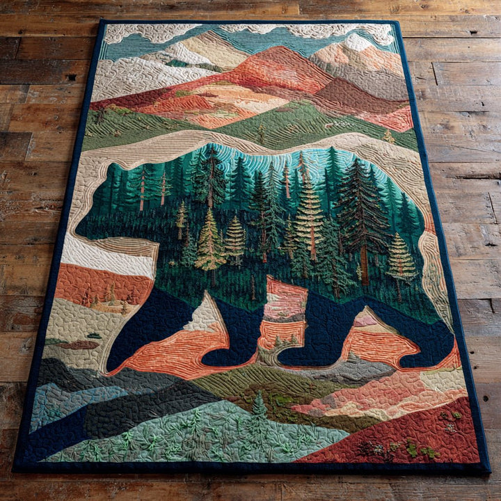 Forêt de pins en silhouette d’ours – Tapis