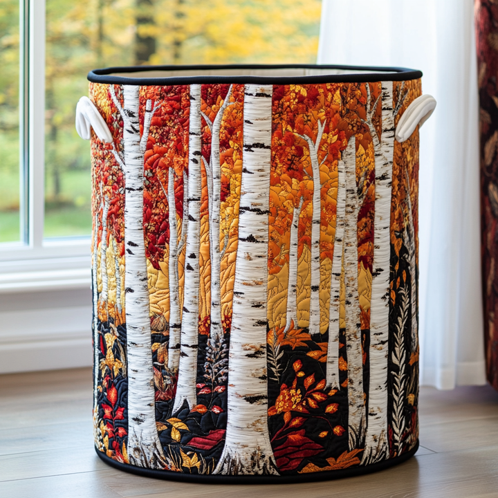 Bouleaux d’automne – Panier à linge matelassé