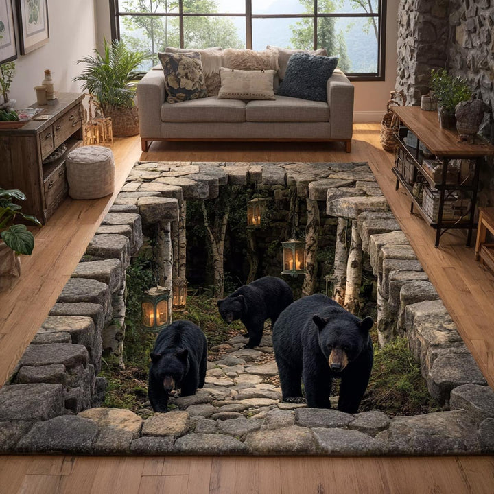 Ours noirs dans le passage de pierre – Tapis