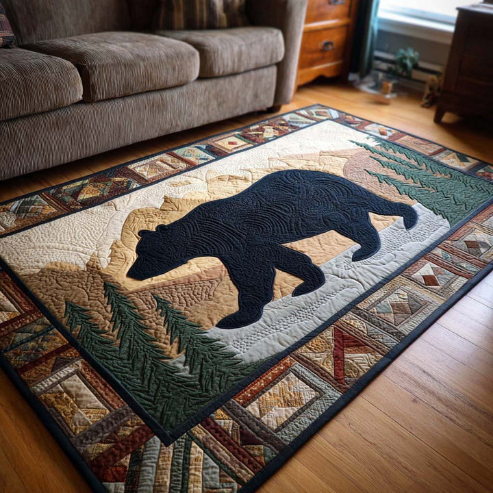 Ours noir et montagnes en relief – Tapis