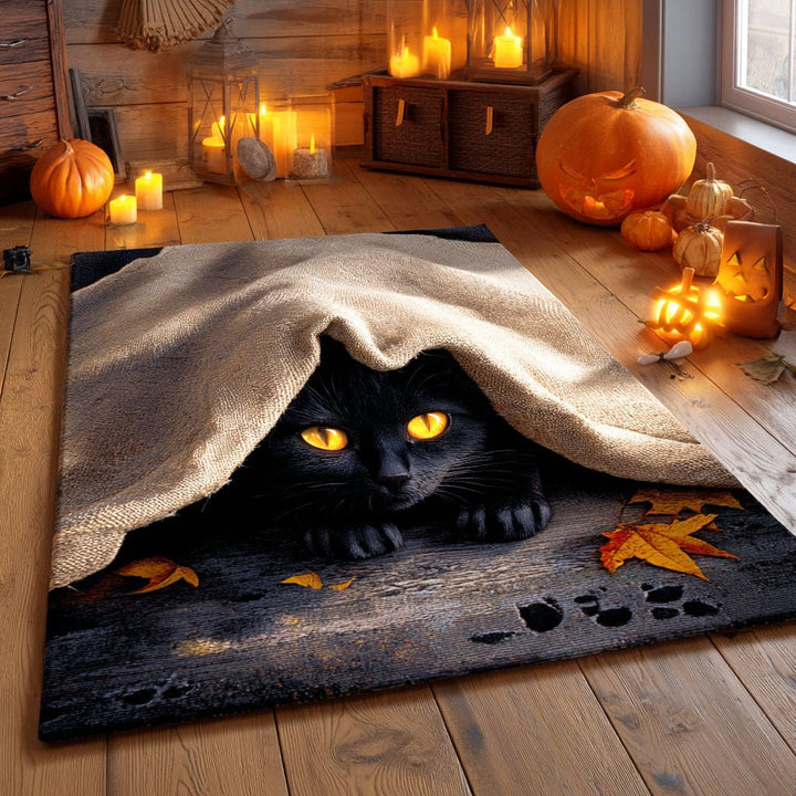 Chat noir caché sous la couverture – Tapis