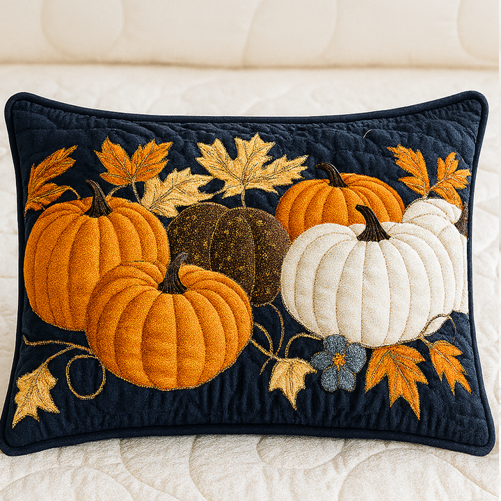 Citrouilles bénies de l’automne – Taie d’oreiller matelassée
