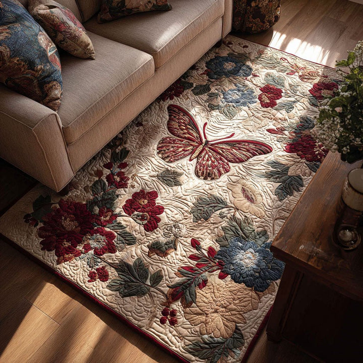 Papillon et fleurs bordeaux – Tapis