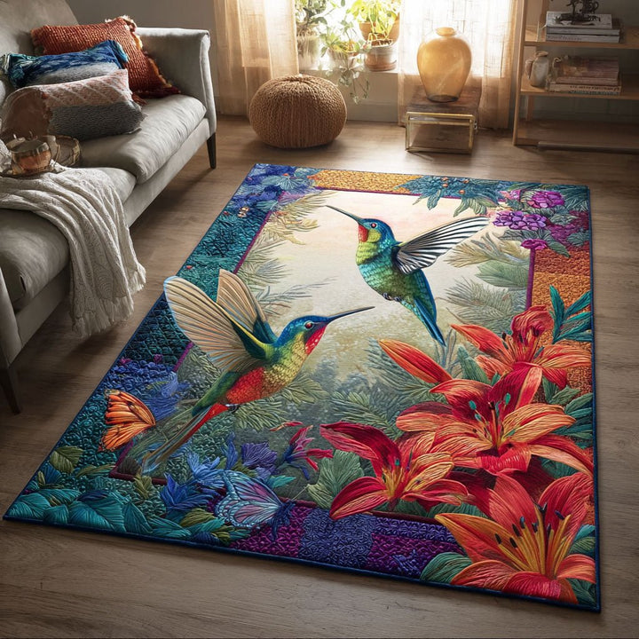 Colibris et lis rouges – Tapis