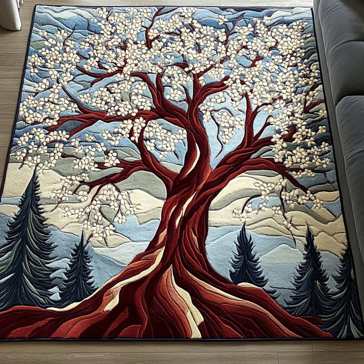 Arbre rouge en fleurs – Tapis