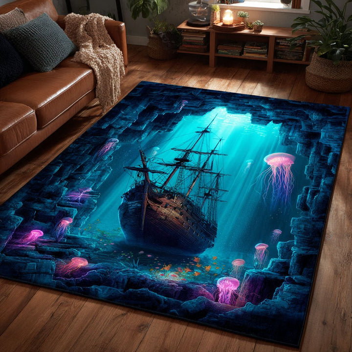 Épave sous-marine et méduses – Tapis