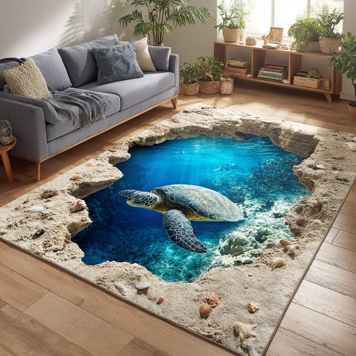Tortue de mer dans le lagon – Tapis