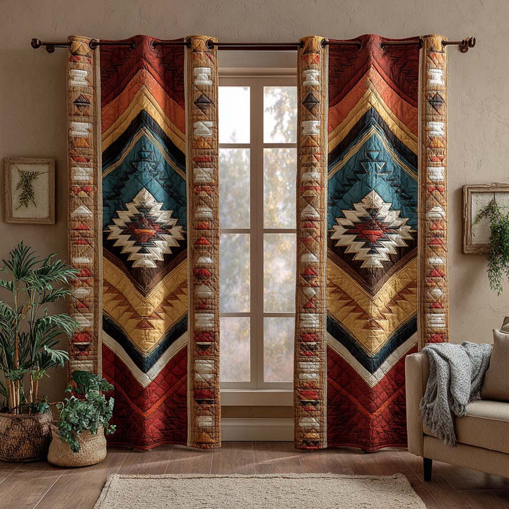 Motifs autochtones de la mesa bleue – Rideaux matelassés
