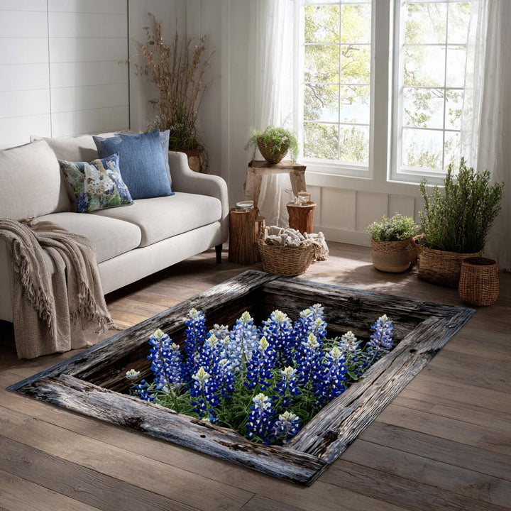 Lupins bleus sous le salon – Tapis