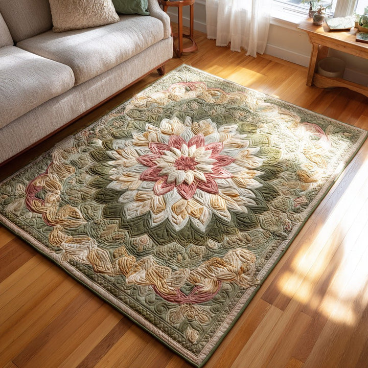 Mandala vert sauge et rose – Tapis