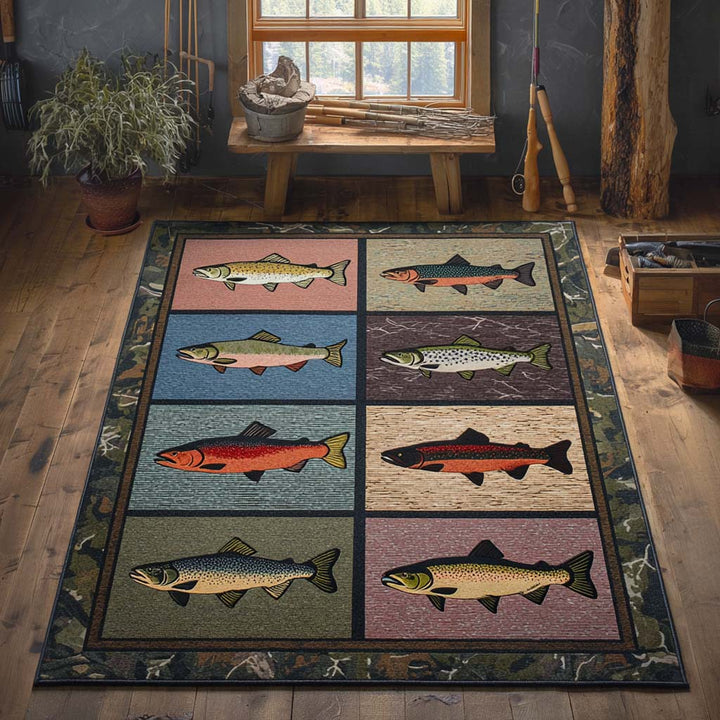 Truites en mosaïque – Tapis
