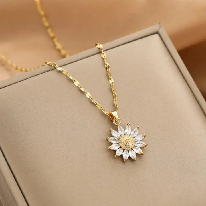 Collier avec Tournesol en Cristal Doré