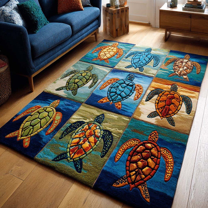 Tortues de mer en patchwork – Tapis