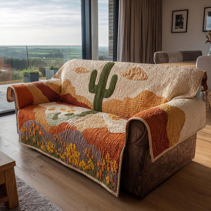 Cactus dans les dunes orangées – Housse de canapé matelassée