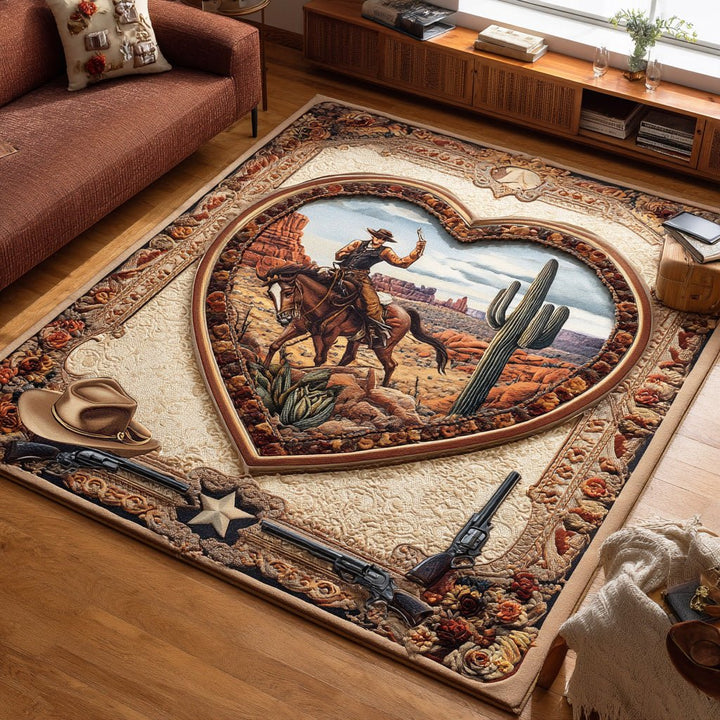 Cowboy et cactus dans un cœur – Tapis