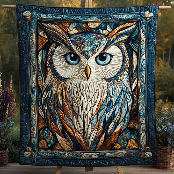 Hibou céleste aux yeux bleus – Couverture matelassée