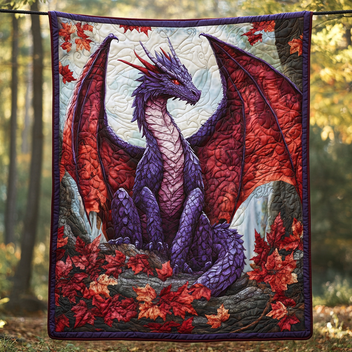 Dragon pourpre et érables rouges – Couverture matelassée