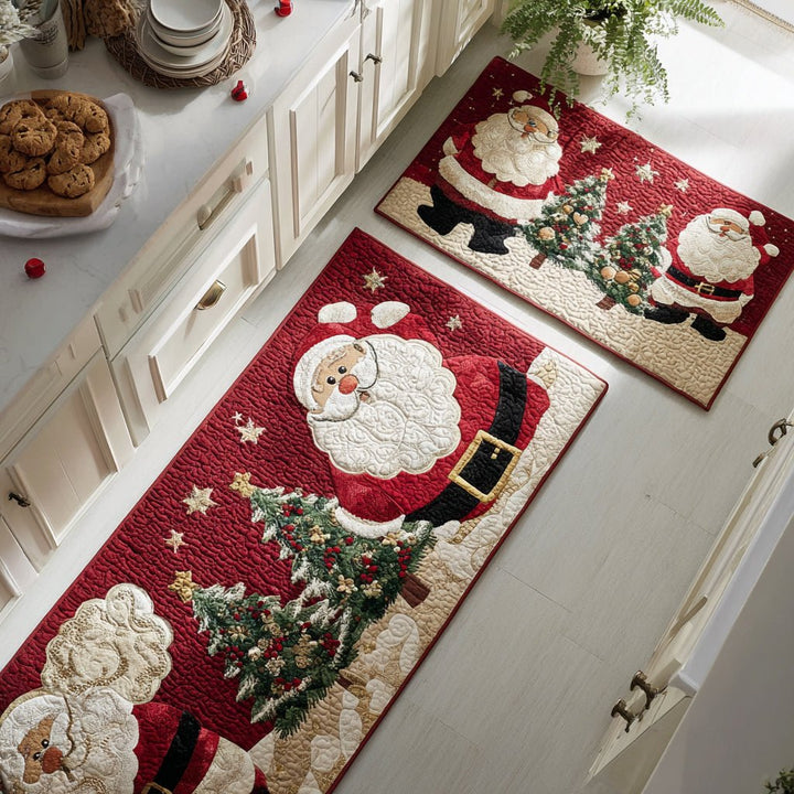 Père Noël douillet et sapins – Tapis de cuisine
