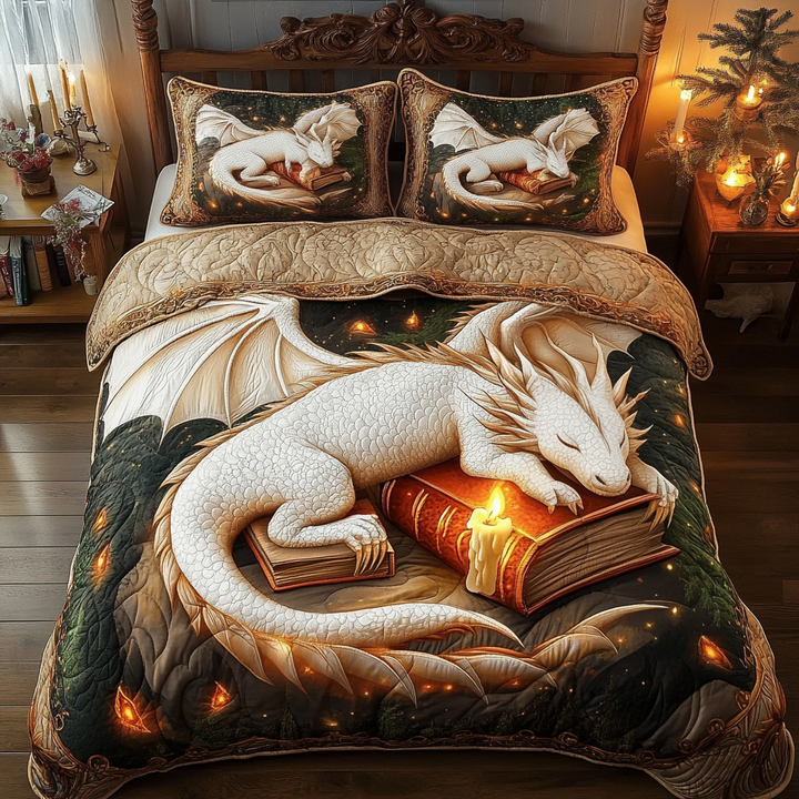Dragon câlin – Ensemble de literie matelassé 3 pièces