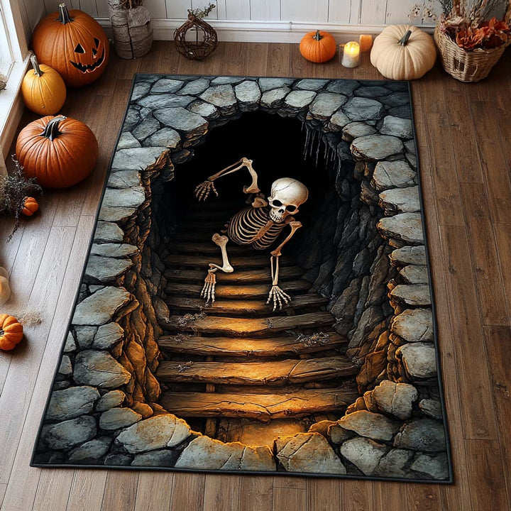 Squelette dans l’escalier du donjon – Tapis