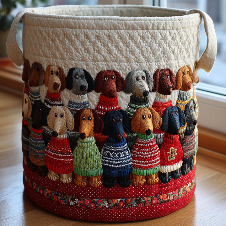 Teckels en chandails – Panier à linge matelassé