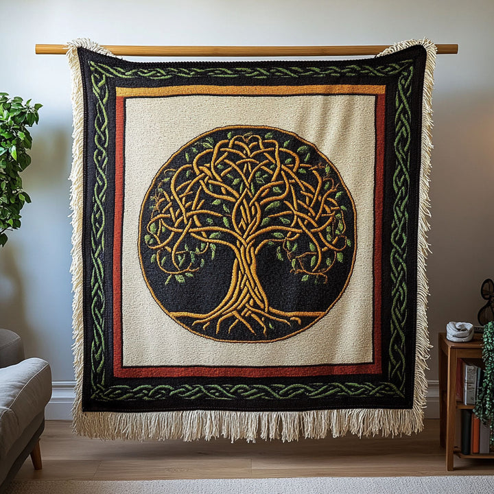 Arbre de vie celtique – Jeté de canapé tissé