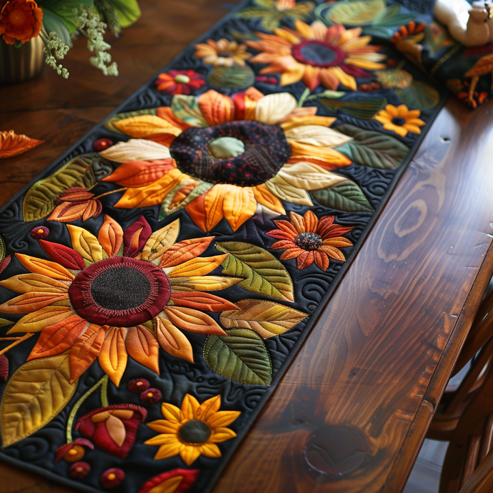 Tournesols éclatants – Chemin de table matelassé