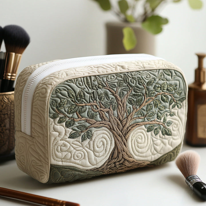 Arbre de vie ton sur ton – Trousse de maquillage matelassée